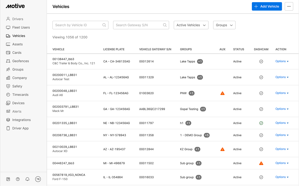 Motive Admin 1.0 interface